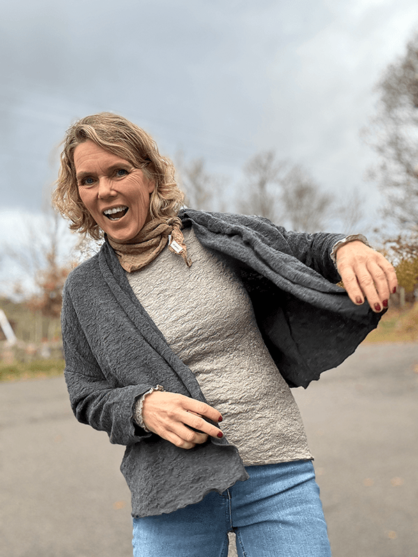 8503 Cardigan, Anthrasite Melange, Bubble Wool