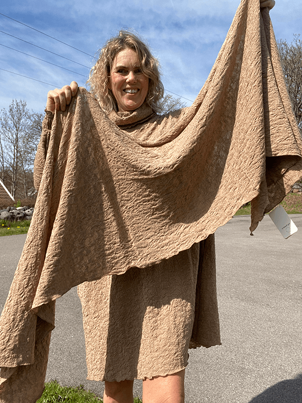 1503 Skjerf 58x200cm, Light Camel Melange, Bubble Wool