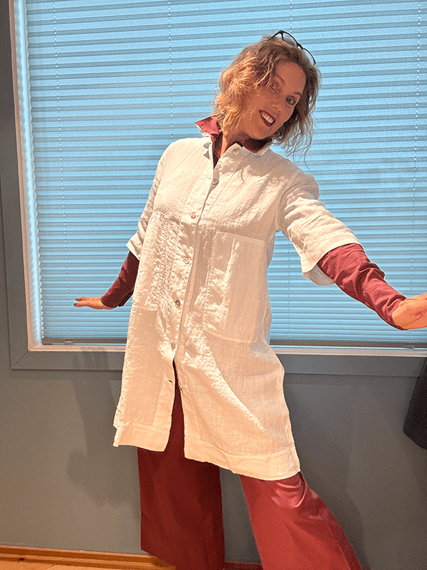 11026 SkjorteKjole, White, Lin