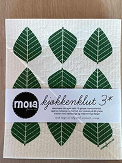 Hovedbilde Kjøkkenklut Løv, Grønn, 3 pk