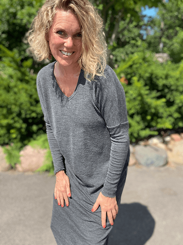 7018 Kjole V, Anthrasite Melange, Merino