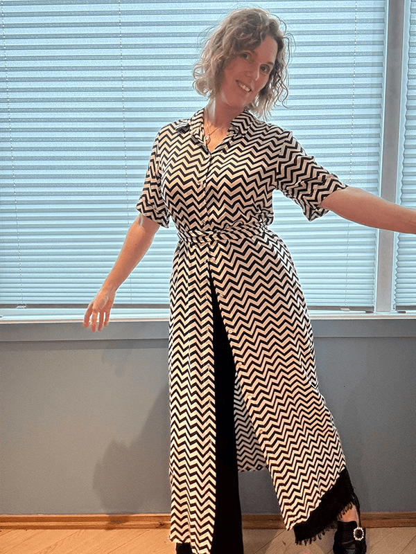 Lucca Kjole Zig Zag, Black / White, Rayon