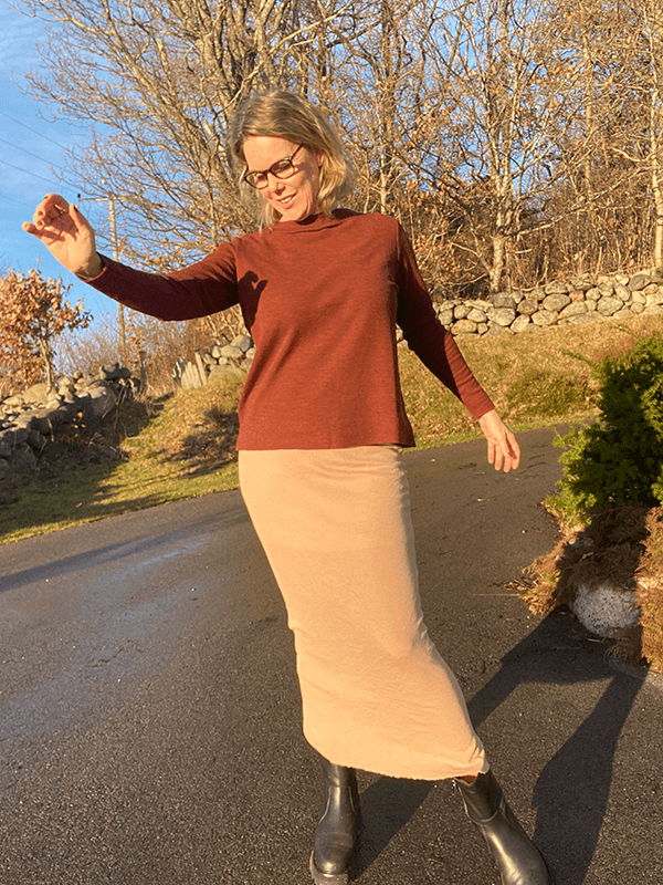 5005 Skjørt Lang, Nude, Merino