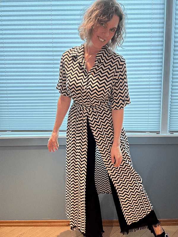 Lucca Kjole Zig Zag, Black / White, Rayon