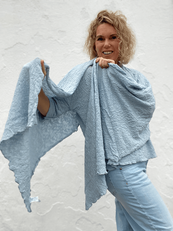 1503 Skjerf 58x200cm, Blue Mist, Bubble Wool