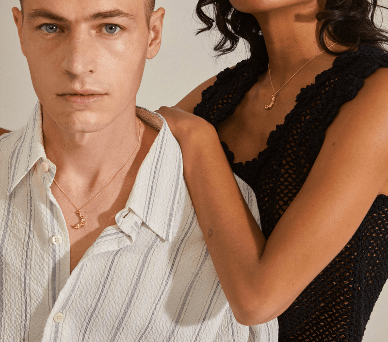 MOON Resirkulert Halskjede, Gullbelagt