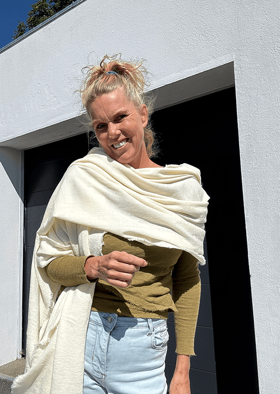 1030 Skjerf (XL), Raw White, Merino