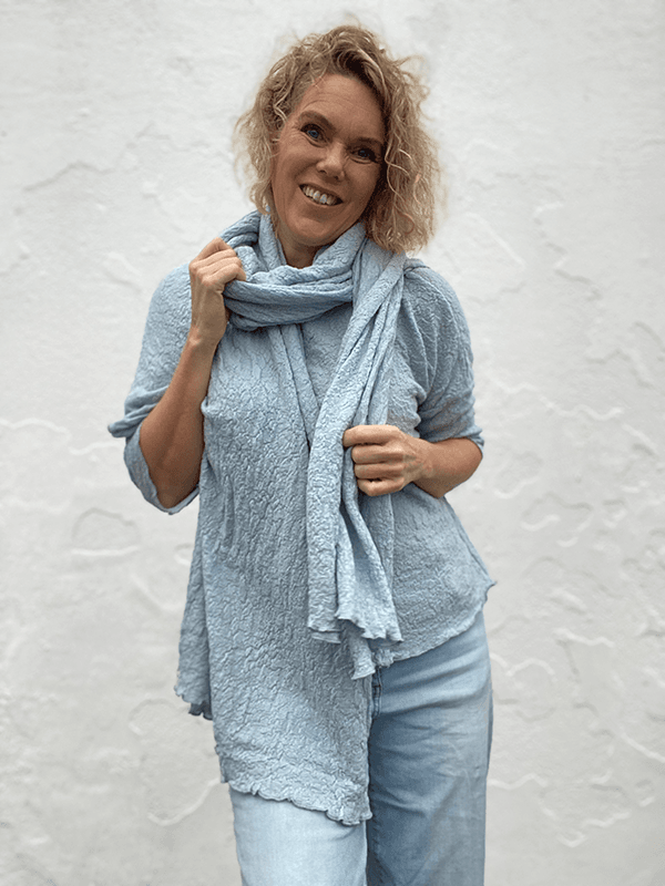 1503 Skjerf 58x200cm, Blue Mist, Bubble Wool