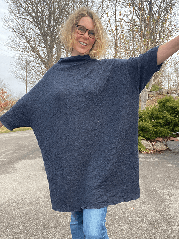 6501 GenserKjole, Midnight Blue Melange, Bubble Wool