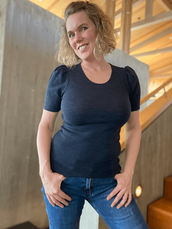 4043 T-Skjorte Puff, Midnight Blue Melange, Merino