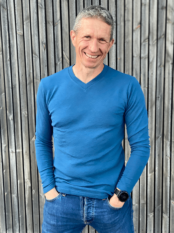 4020 Genser V, Merino, Denim Blue