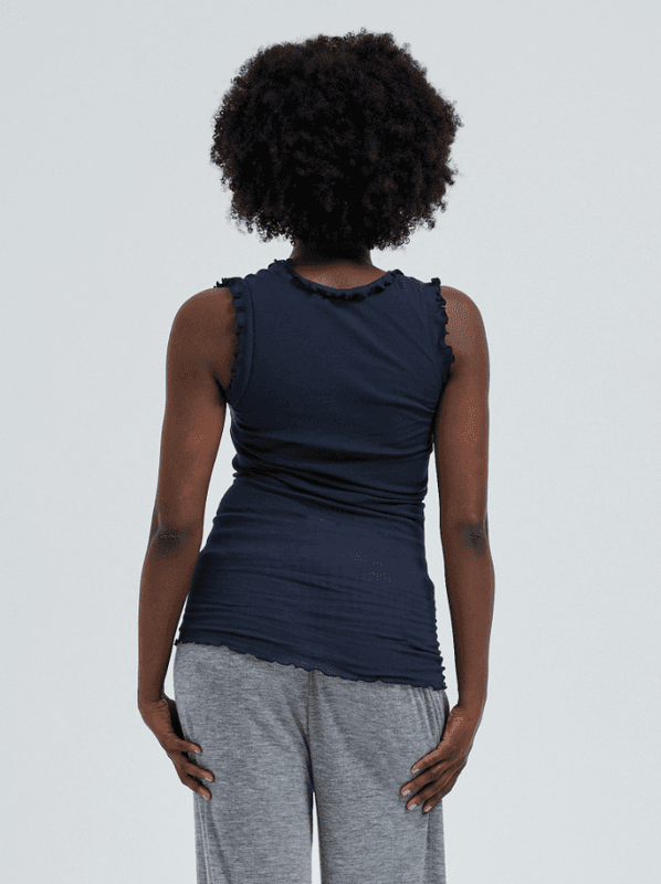Flounce Tank Top, Bomull, Midnight
