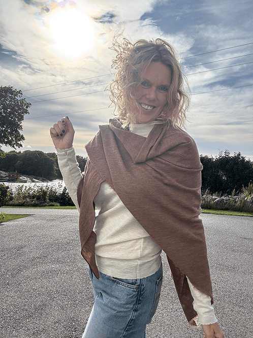 Hovedbilde 1063 Sjal Curling, Camel Melange, Merino