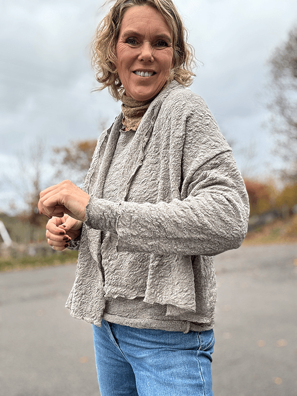 8503 Cardigan, Elephant Melange, Bubble Wool