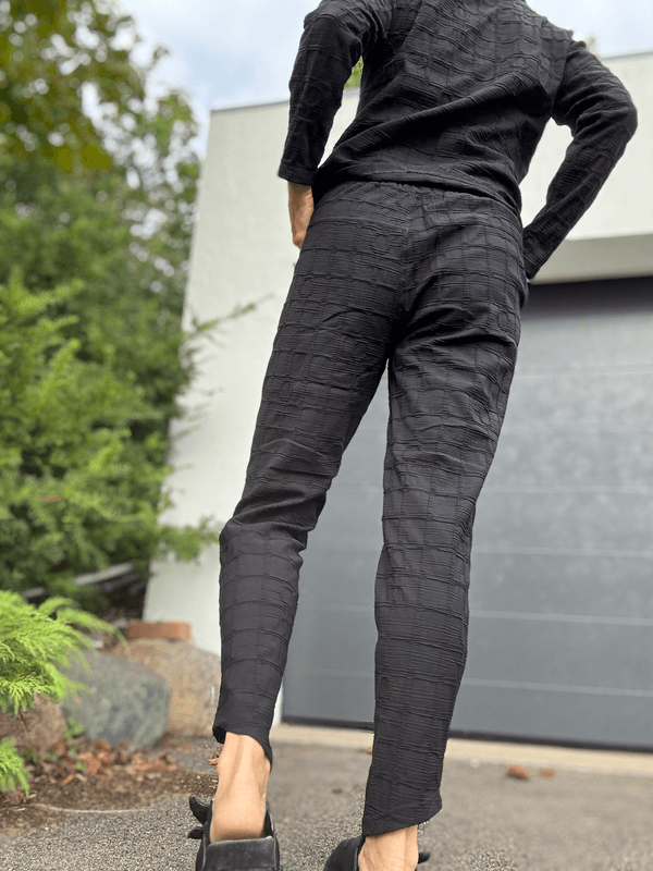 4119 Bukse Smal Bubble, Black, Bomull