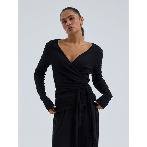 Hovedbilde Jacquard Wrap Cardigan, Bomull, Black