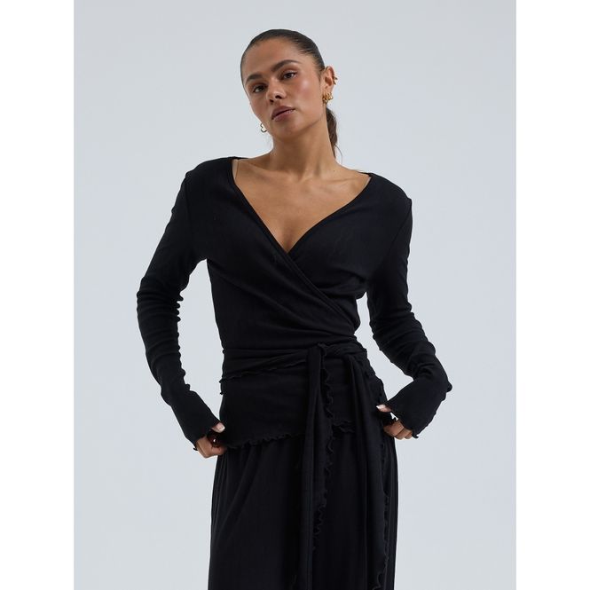 Hovedbilde Jacquard Wrap Cardigan, Bomull, Black