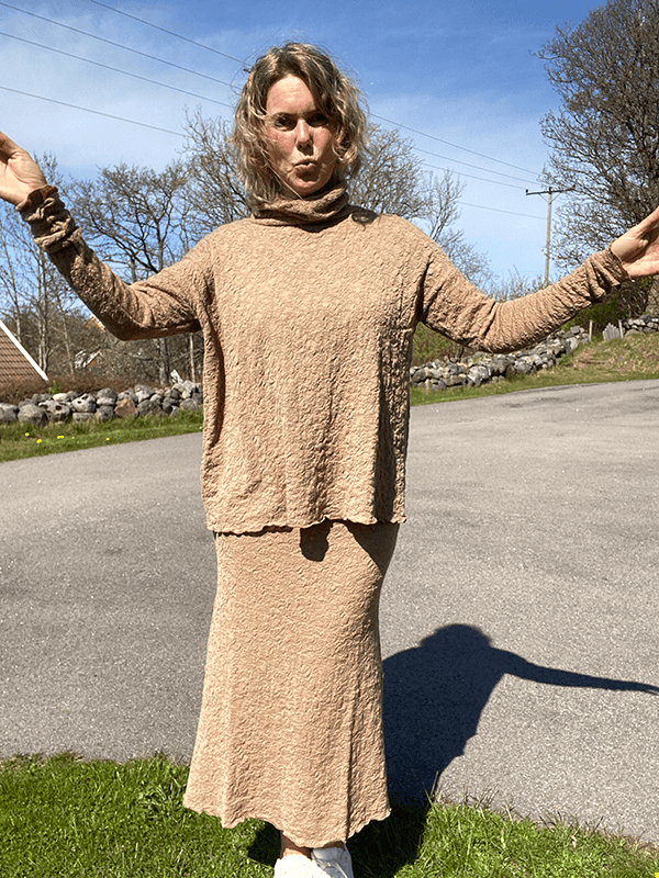 5503 Skjørt, Light Camel Melange, Bubble Wool