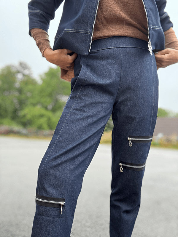 4166 Bukse Stretch, Smal, Blue, Bomull