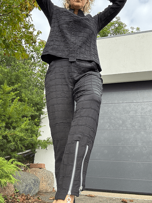 4119 Bukse Smal Bubble, Black, Bomull