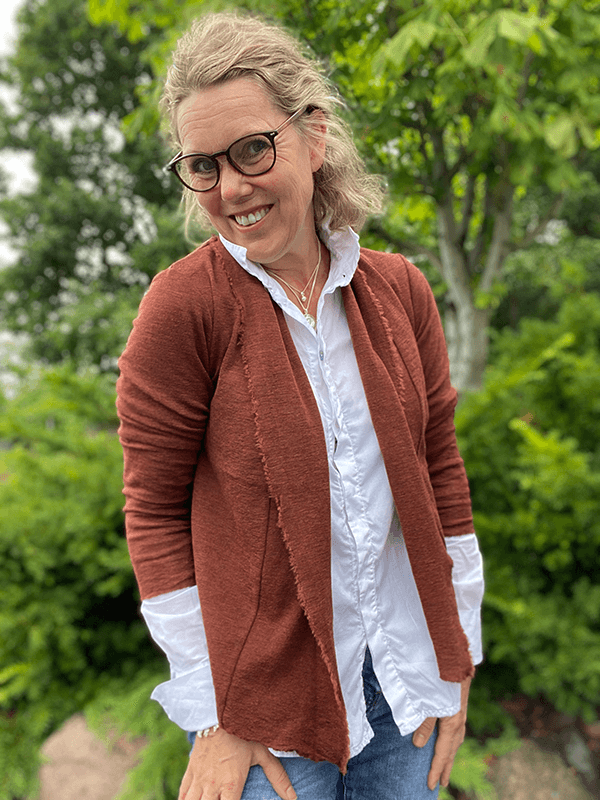 8013 Cardigan Kort, RoseWood Melange, Merino