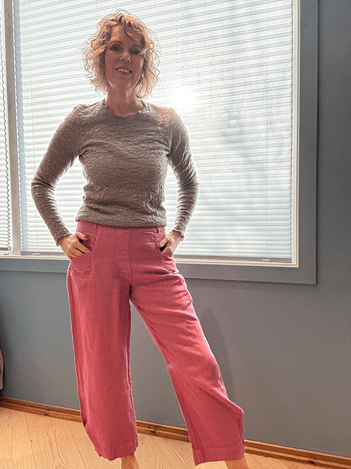 Hovedbilde 11027 Bukse Barrel, Dusty Camelia, Lin