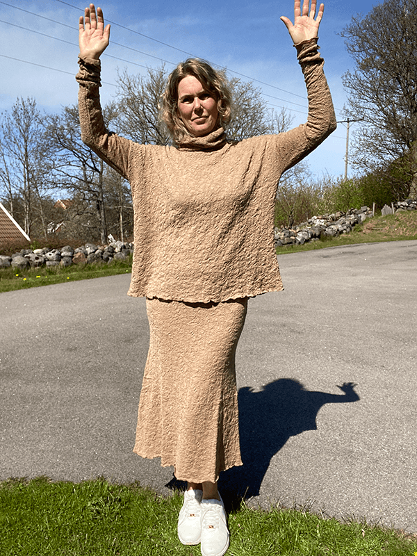 5503 Skjørt, Light Camel Melange, Bubble Wool
