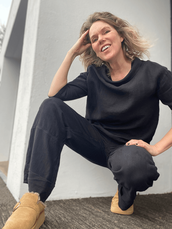 11033 Bukse Patch Pockets, Black, Lin