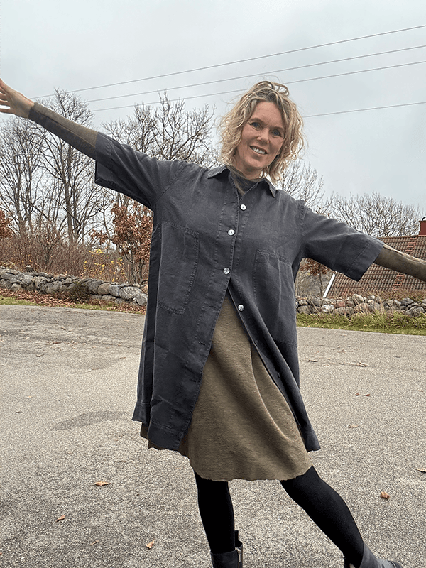 11026 SkjorteKjole, Charcoal, Lin