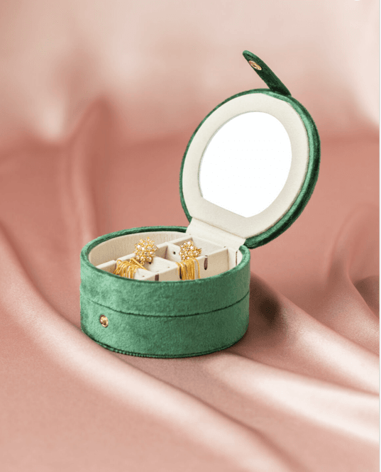 Hovedbilde Smykkeskrin Medium Rundt, 2 etasjer, Grønn