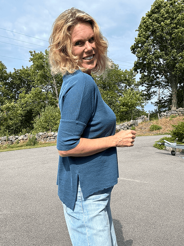 4083 T-Skjorte Vid Splitter, Denim Blue, Merino