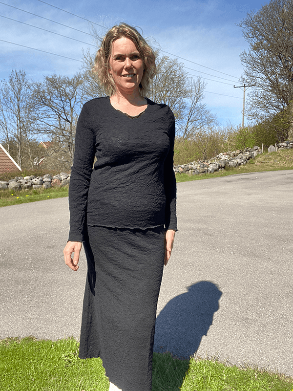 5503 Skjørt, Black, Bubble Wool