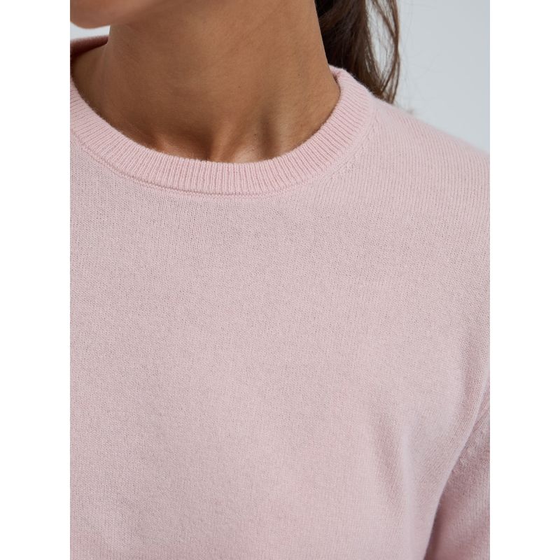 Wool Cashmere, Classic Crew Neck, Powder Pink, Merino / Cashmere
