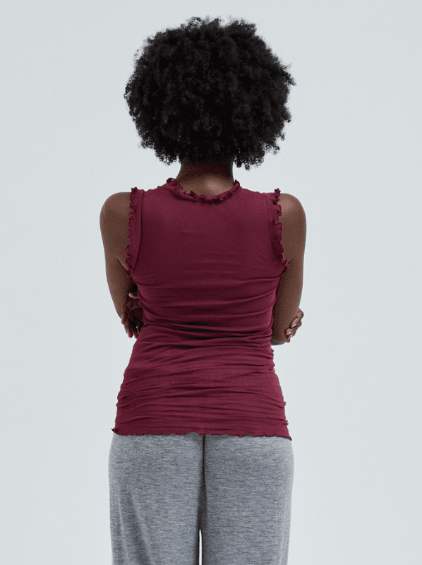 Flounce Tank Top, Bomull, Burgundy