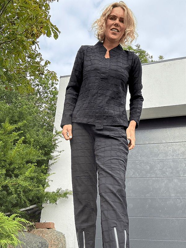 4119 Bukse Smal Bubble, Black, Bomull